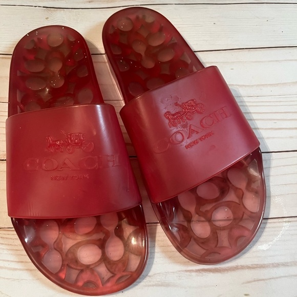 Coach Alyssa Pool Slides Pink Sz 8 Women - Picture 2 of 11